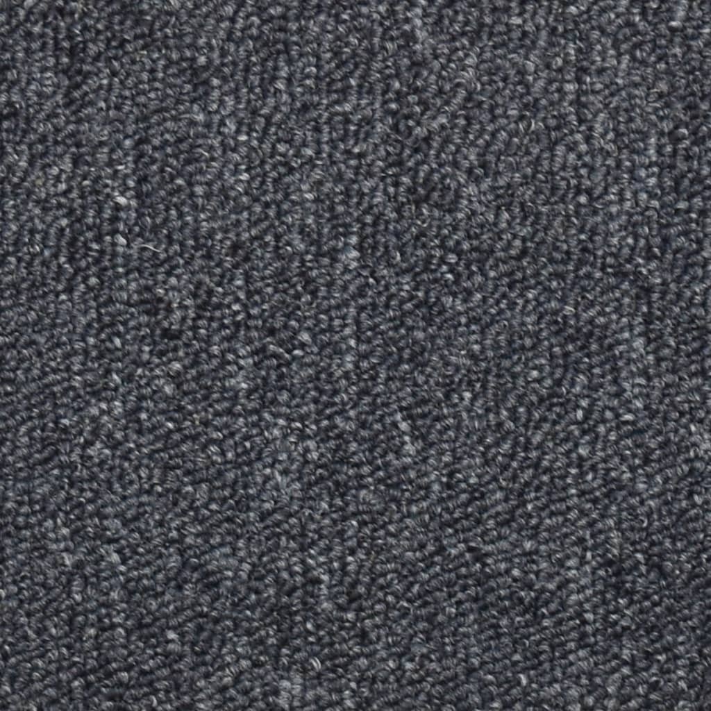Carpet Stair Treads 15 pcs Dark Grey and Blue 56x17x3 cm